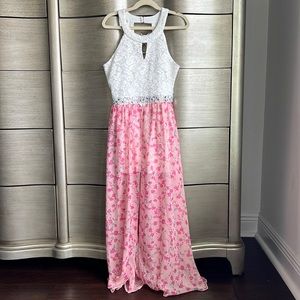 Speechless White and Pink Floral Kids Dress